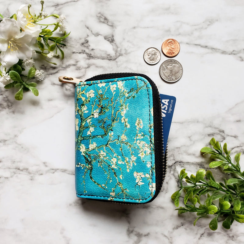 Van Gogh Blue Almond Blossoms RFID Zipper Wallet