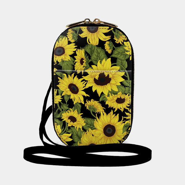 Sunflower on Black Crossbody Bag
