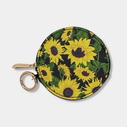 Sunflowers on Black Round Zipper Case