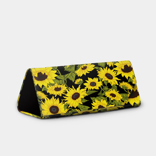 Sunflowers on Black Foldable Eyeglass Case