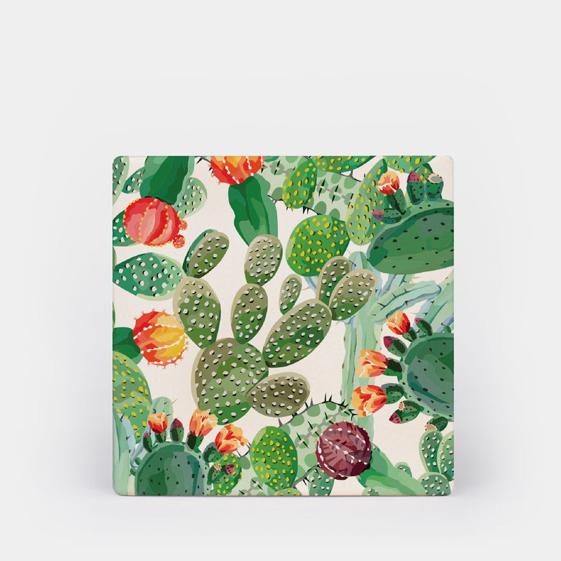 Cactus Blossoms Square Ceramic Coaster 4 Pack