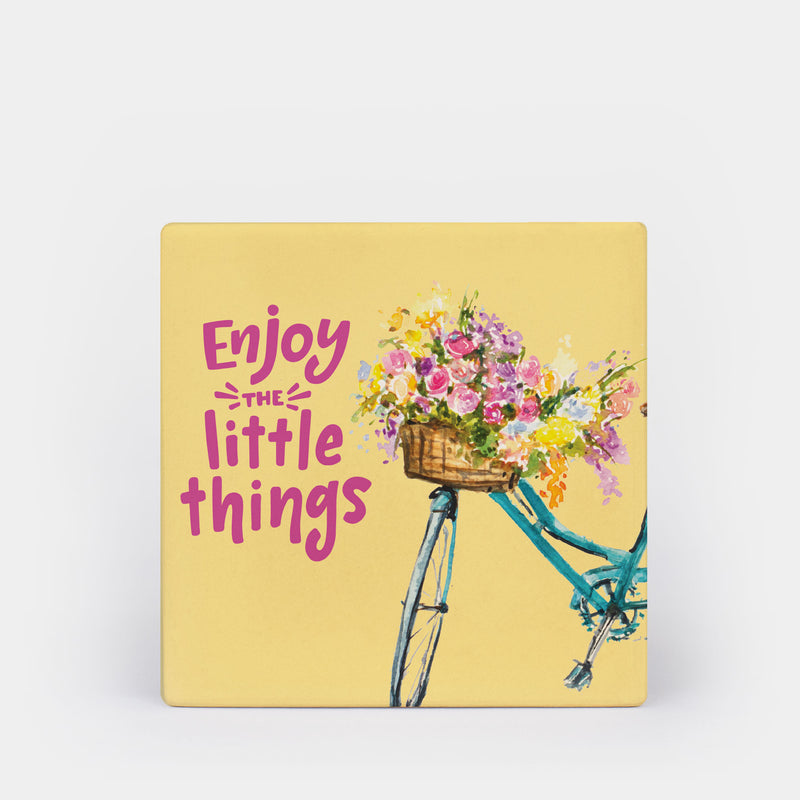 Enjoy the Little Things Bicycle Square Ceramic Coaster 4 Pack