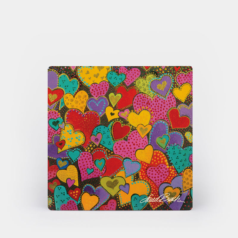 Laurel Burch Dancing Hearts Square Ceramic Coaster 4 Pack