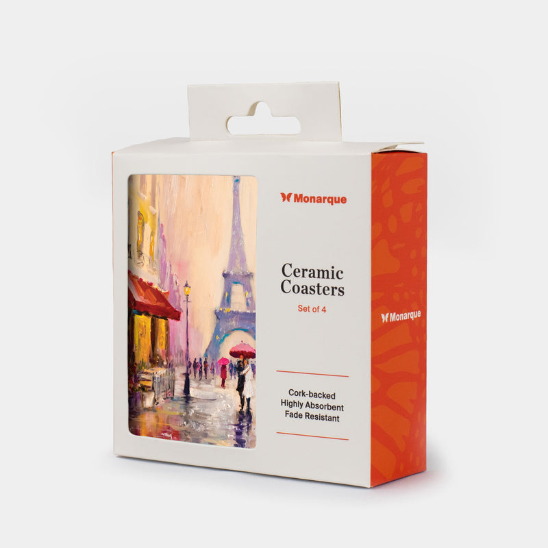 Travel Paris Eiffel Tower Square Ceramic Coaster 4 Pack
