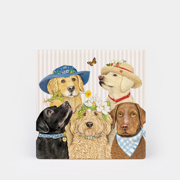 Mary Lake Thompson Dogs Square Ceramic Coaster - 4 Pack