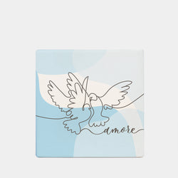 Amore Doves Line Art Square Ceramic Coaster 4 Pack