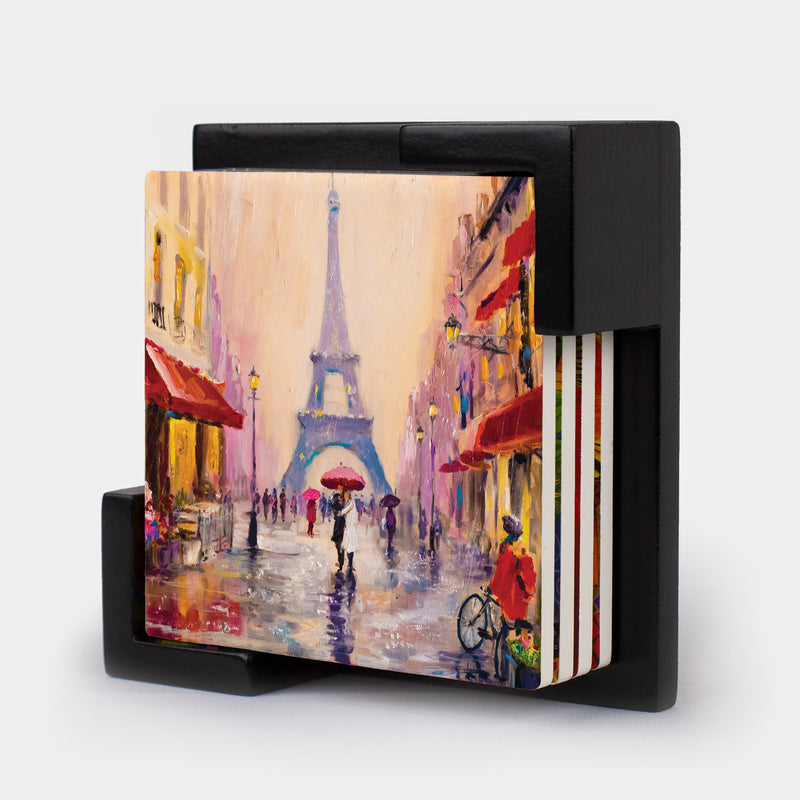Travel Paris Eiffel Tower Square Ceramic Coaster 4 Pack