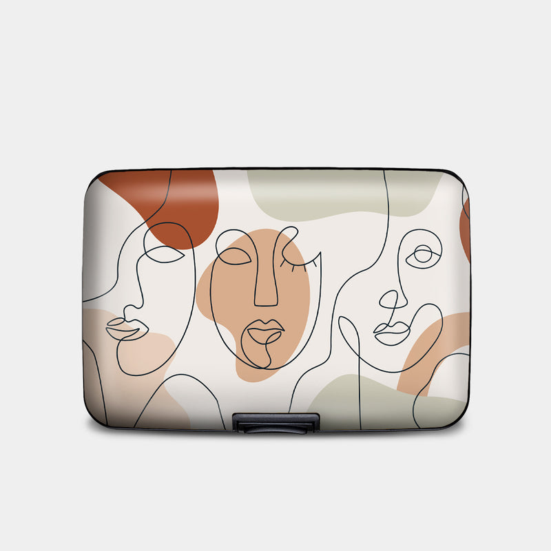 Sisters Female Faces Line Art RFID Armored Wallet