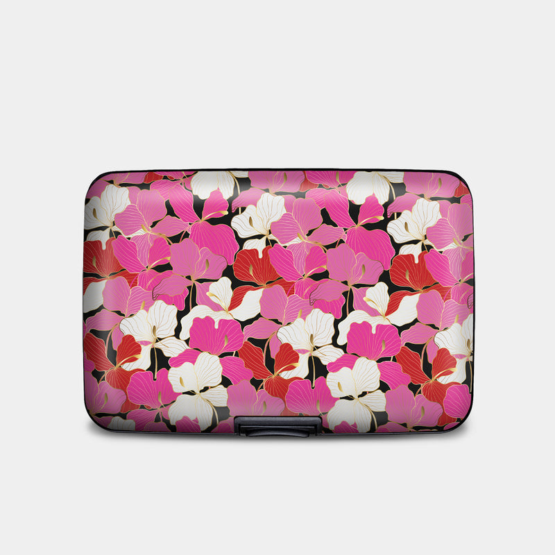 Pink Enameled Orchids RFID Armored Wallet