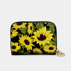Sunflowers on Black RFID Zipper Wallet