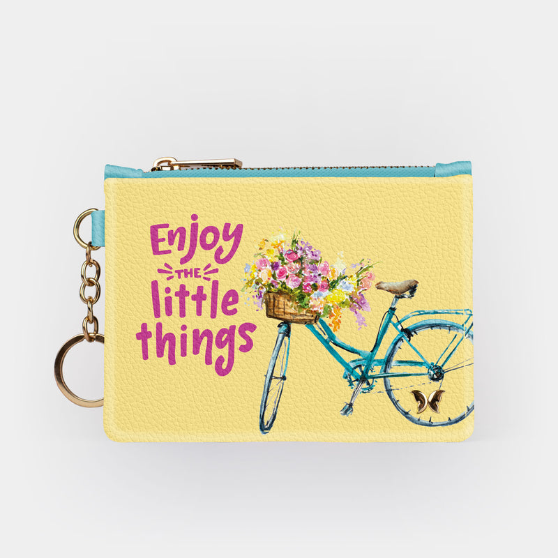 Enjoy the Little Things Quote Bicycle RFID Keychain Wallet