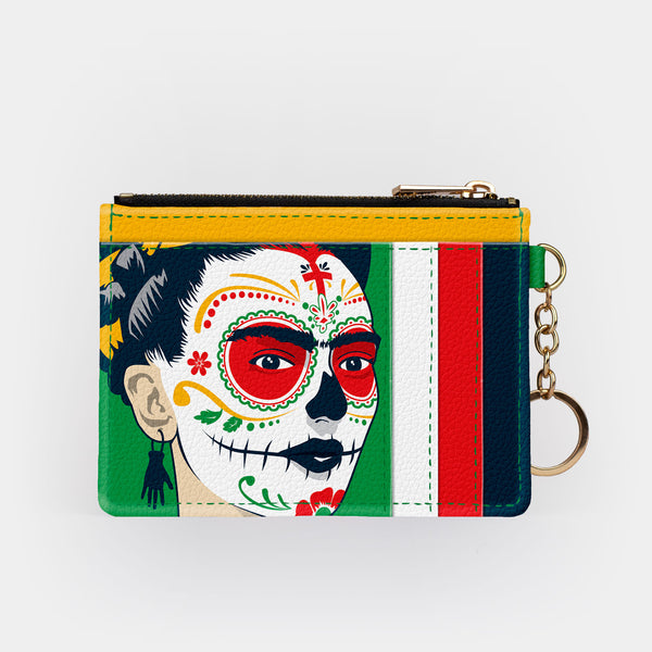 Frida Kahlo Sugar Skull Portrait RFID Keychain Wallet