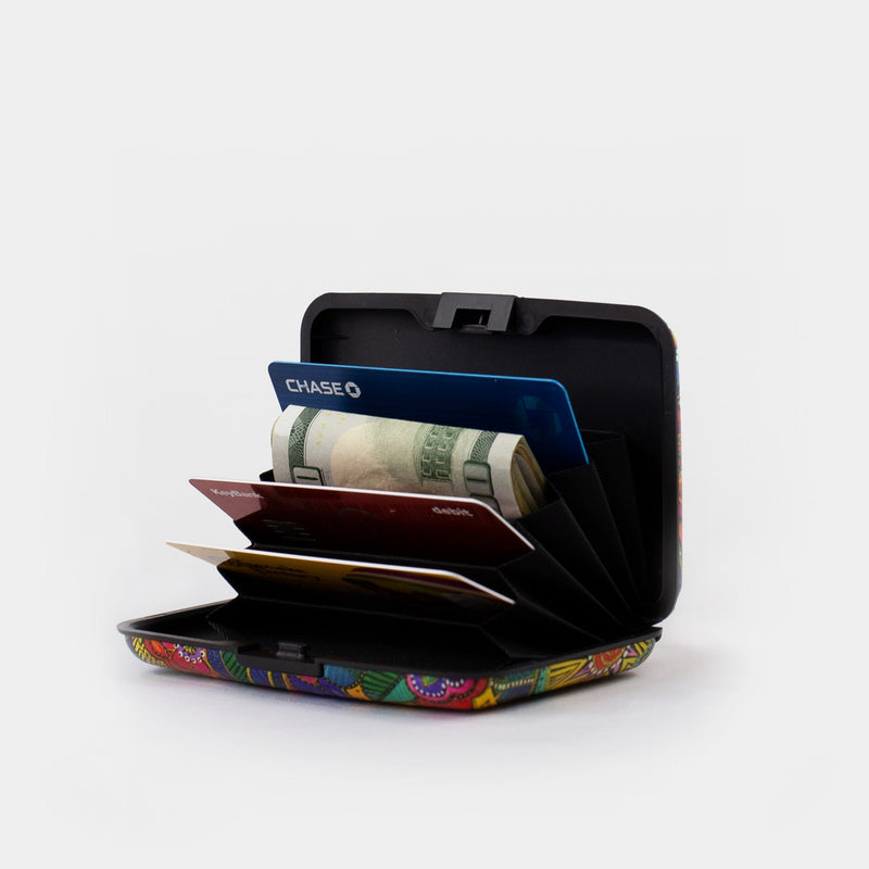 Art Glass Pansy RFID Armored Wallet