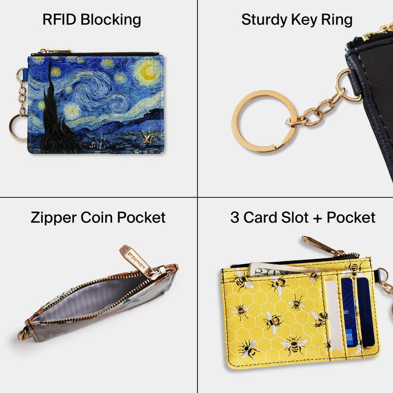 Blue Enamel Waves RFID Keychain Wallet